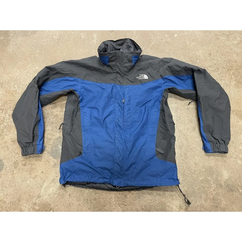 The North Face Jacket Mens Medium Blue Black HyVent‎ Waterproof Hooded Shell